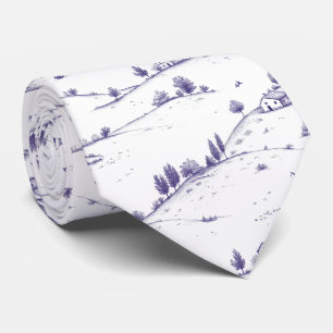 Blauw toile landschap vintage stropdas