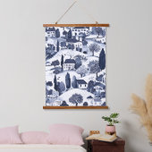 Blauw toile landschapscene hangend wandkleed (Slaapkamer)