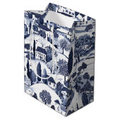 Blauw toile landschapscene medium cadeauzakje (Achterkant Gekanteld)