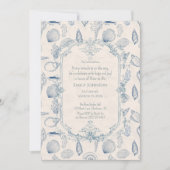 Blauw toile Ocea Babyshower Uitnodiging (Voorkant)