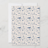 Blauw toile Ocea Babyshower Uitnodiging (Achterkant)