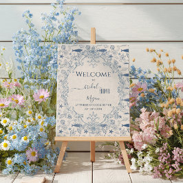 Blauw toile Ocea Huwelijksfeest Welkom  Poster