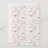 Blauw toile oceaaan bruiloftsshower uitnodiging (Achterkant)