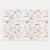 Blauw toile Oceaan Inpakpapier Set van 3 Vel (Voorkant 2)