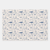 Blauw toile Oceaan Inpakpapier Set van 3 Vel (Voorkant)