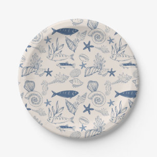 Blauw toile Oceaan Papieren Bord