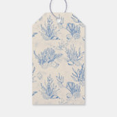 Blauw toile oceaanthema Bruidsdouche Cadeaulabel (Achterkant)