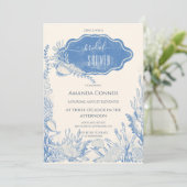 Blauw toile oceaanthema Bruidsdouche Kaart (Staand voorkant)
