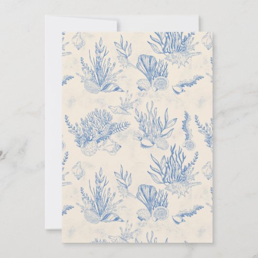 Blauw toile oceaanthema Bruidsdouche Kaart (Achterkant)