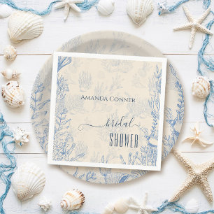 Blauw toile oceaanthema Bruidsdouche Servet