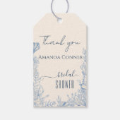Blauw toile oceaanthema Bruidsmeisjesfeest Cadeaulabel (Voorkant)