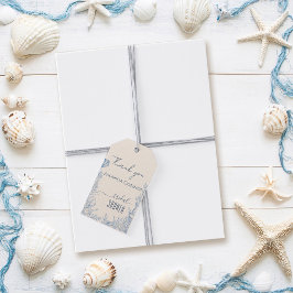 Blauw toile oceaanthema Bruidsmeisjesfeest Cadeaulabel