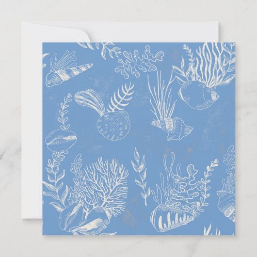 Blauw toile oceaanthema Trouwkaart save the date (Achterkant)