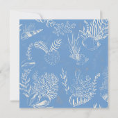 Blauw toile oceaanthema Trouwwkaart Bespaar de dat Save The Date (Achterkant)