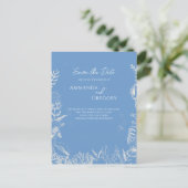 Blauw Toile Ocean thema Trouwen Save the date Aankondigingskaart (Staand voorkant)