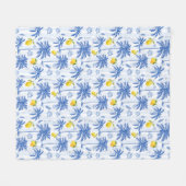 Blauw toile palmbomen citroenen patroon fleece deken (Voorkant (Horizontaal))