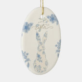 Blauw toile Pasen Keramisch Ornament (Rechts)