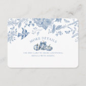 Blauw Toile Pompoen Bloemen Details Invoegen Informatiekaartje (Voorkant)