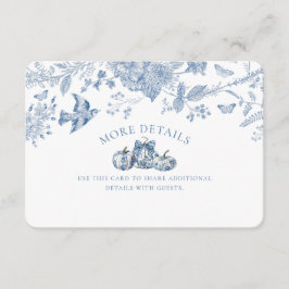 Blauw Toile Pompoen  Bloemen Details Invoegen Informatiekaartje