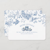 Blauw Toile Pompoen Bloemen Details Invoegen Informatiekaartje (Voorkant / Achterkant)