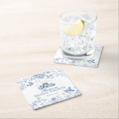 Blauw toile pompoen Frans herfst bloem bruids- Kartonnen Onderzetters (Insitu)