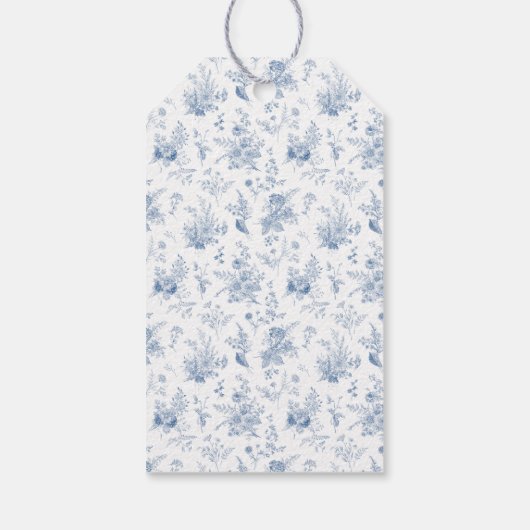 Blauw toile pompoen Franse herfst bruidsdouche fav Cadeaulabel (Achterkant)