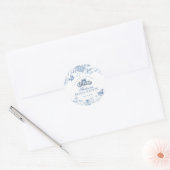 Blauw toile pompoen Franse herfst bruidsdouche fav Ronde Sticker (Envelop)