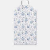 Blauw toile pompoen Franse herfst verjaardagsfeest Cadeaulabel (Achterkant)