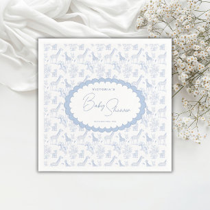 Blauw Toile Safari Vintage Baby Shower Servet