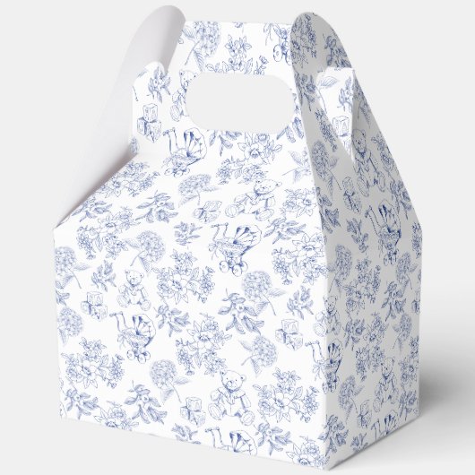 Blauw toile schommelpaard baby shower begunstigt o bedankdoosjes (Achterkant)