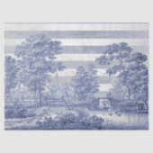 Blauw Toile  Streep Franse Decoupage Tissuepapier (Voorkant)