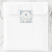 Blauw Toile Teddy Bear Label (Tas)