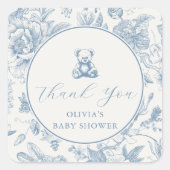 Blauw Toile Teddy Bear Label (Voorkant)