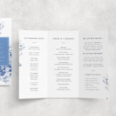 Blauw Toile Trifold Trouwprogramma Papieren Blad
