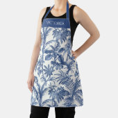 Blauw Toile Tropisch Boho Palmboom Persoonlijk Schort (Insitu)