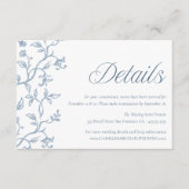 Blauw toile trouwdetails kaart (Voorkant)