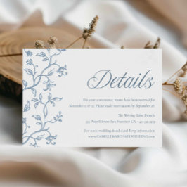 Blauw toile trouwdetails kaart