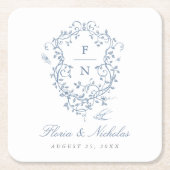 Blauw Toile Trouwpapier Onderzetter Chinoiserie Ch (Voorkant)