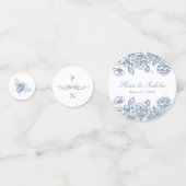 Blauw Toile Trouwtafel Confetti Chinoiserie (Voorkanten)