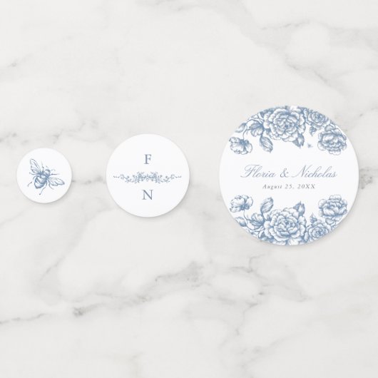 Blauw Toile Trouwtafel Confetti Chinoiserie (Voorkanten)