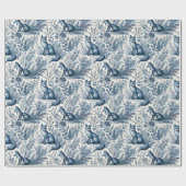 Blauw toile vos vintage cadeaupapier (Vlak)