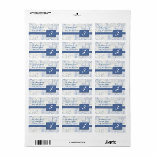 Blauw toilet Adresetiketten Etiket (Full Sheet)