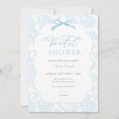 Blauw toilet De Jouy bruids douche uitnodiging (Voorkant)