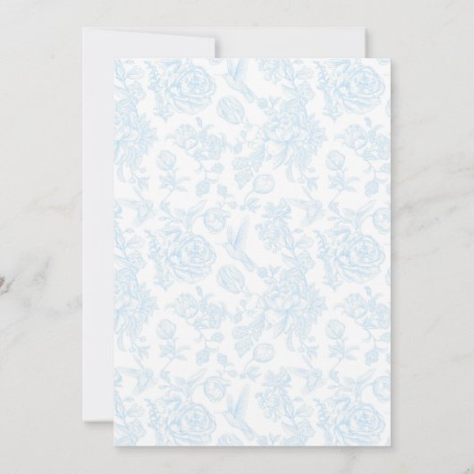 Blauw toilet De Jouy bruids douche uitnodiging (Achterkant)