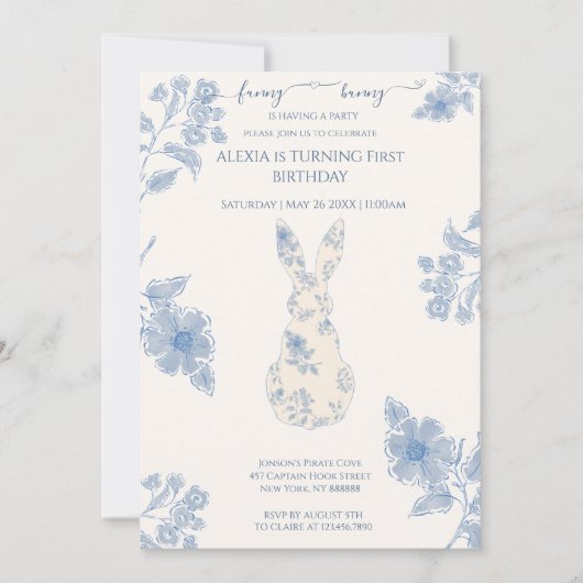 Blauw toilet Pasen 1e verjaardag Kaart (Voorkant)