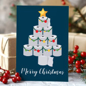 Blauw toiletpapier kerstboom grappig feestdagen kaart