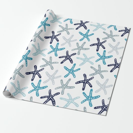 Blauw tongpatroon cadeaupapier (Uitgerold)
