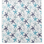 Blauw tongpatroon douchegordijn (Voorkant)