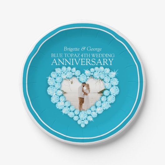 Blauw topaz 4e Jubileum fotopapier bord (Voorkant)