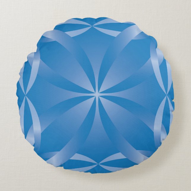 blauw topazpatroon rond kussen (Voorkant)